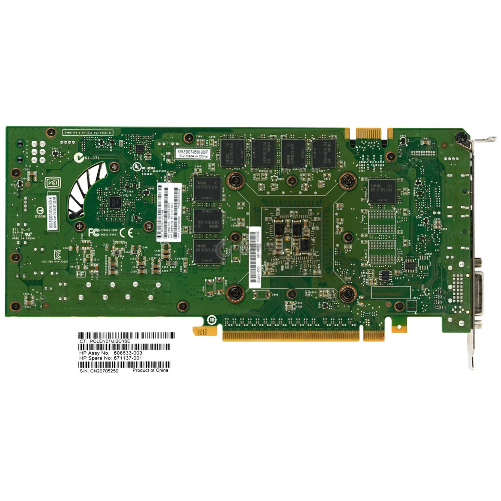 671137-001 HP NVIDIA QUADRO 4000 2GB 256 BIT GDDR5 PCIE DUAL DISPLAY GRAPHICS VIDEO CARD 608533-003, 900-52007-0300-000, 699-52007-0500-200